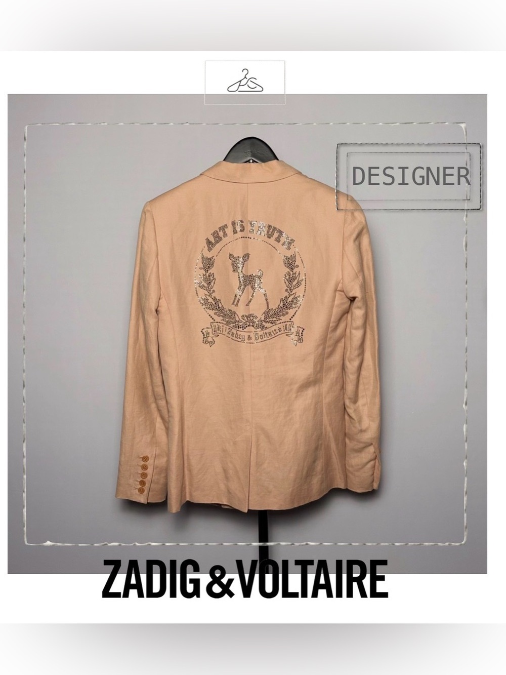 Zadig & Voltaire “Art is Truth” Linen Blazer Size S